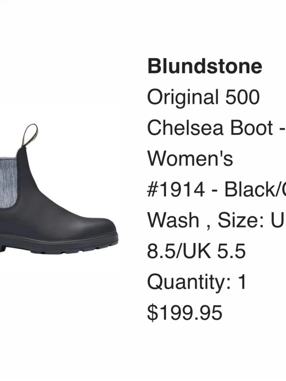 Blundstone Black Chelsea Boot with Gray Panels - Picture 5 of 5